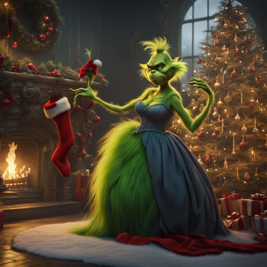 Grinch Rips Dress: Detailed Matte Painting