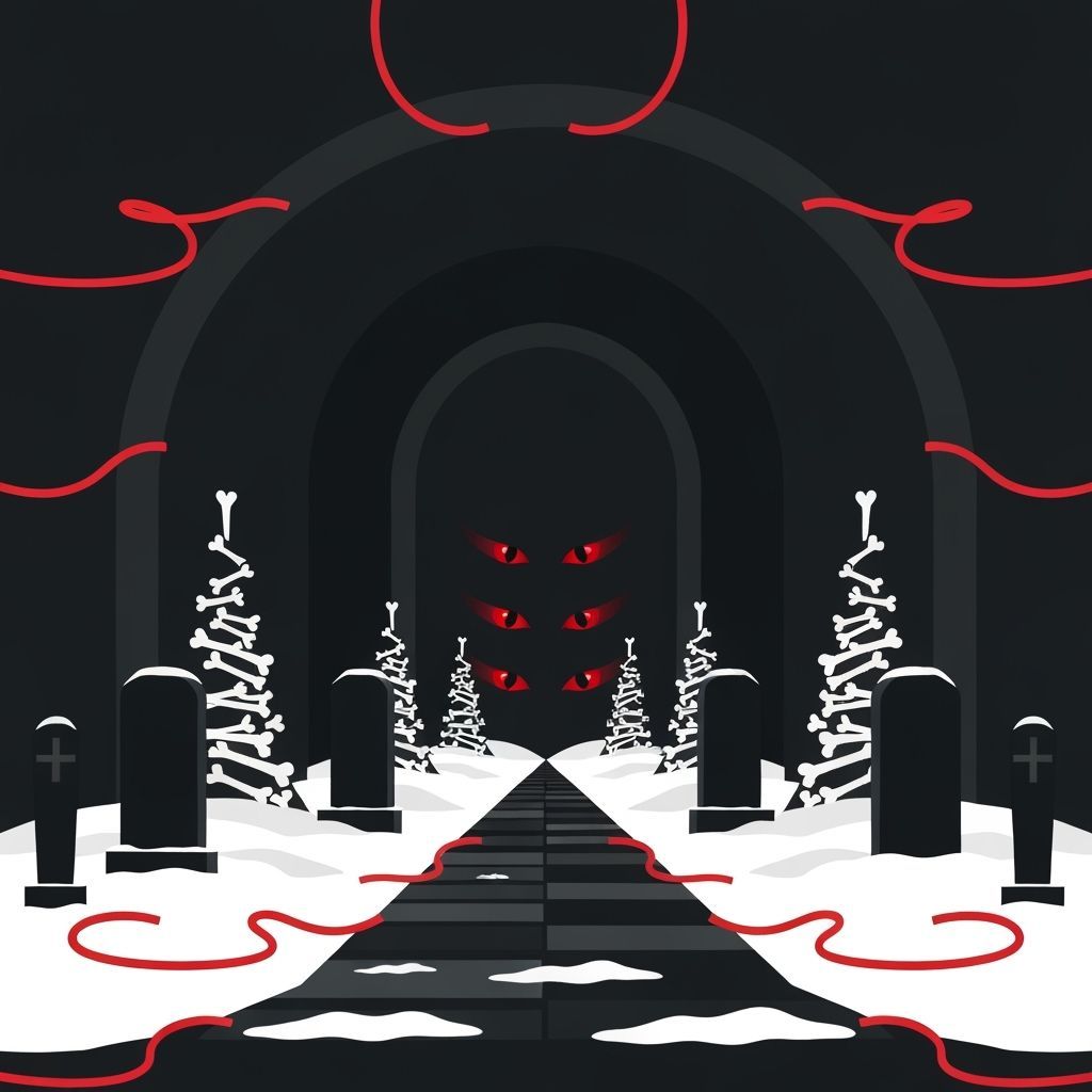 Minimalist Crypt Christmas: Bone Trees & Glowing Eyes