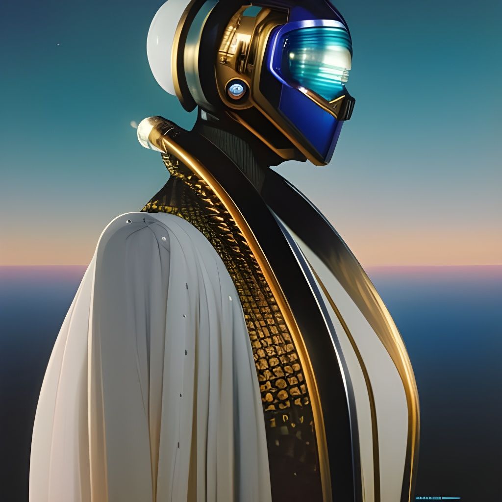 Futuristic Space Woman Portrait in Cyberpunk Style