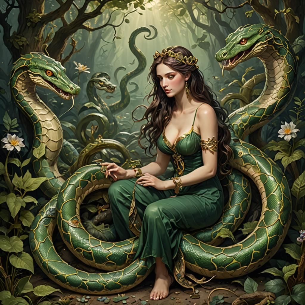 Mythical Serpent with Jewel-like Scales