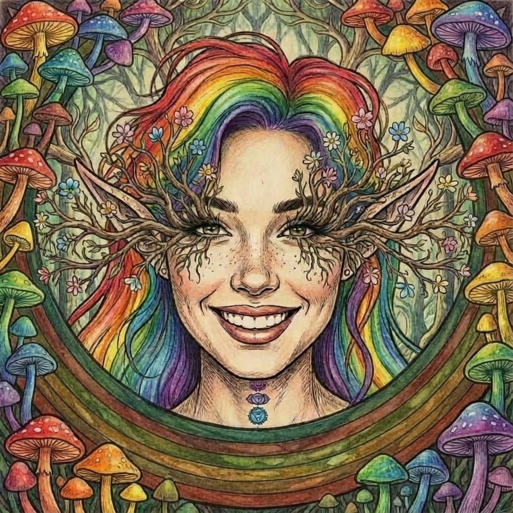 Woman With Pixie Ears and Freckles Smiling