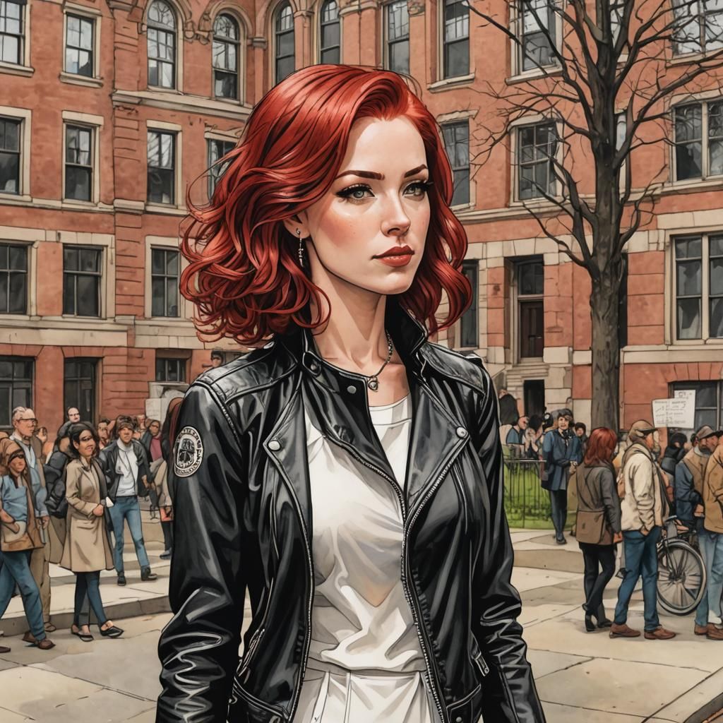 Red-Haired Teacher in Harvard, Bandes Dessinées Style