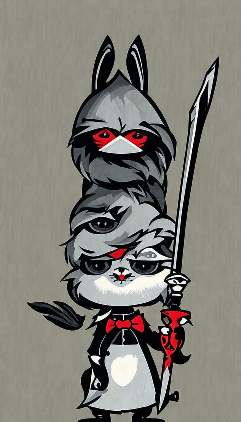 CUTE GOTHIC-Art Rabbit holding a sword