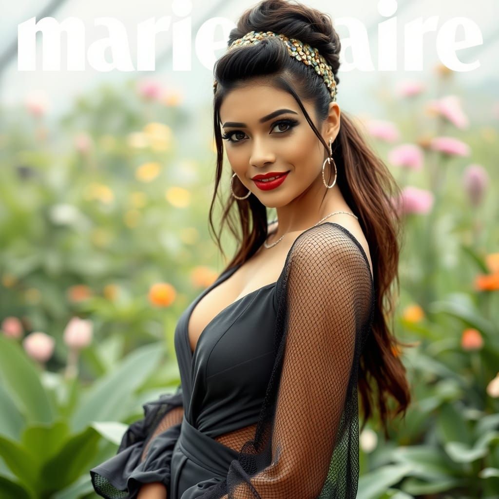 Elegant Woman in Botanical Garden: Hazy Impressionist Photo