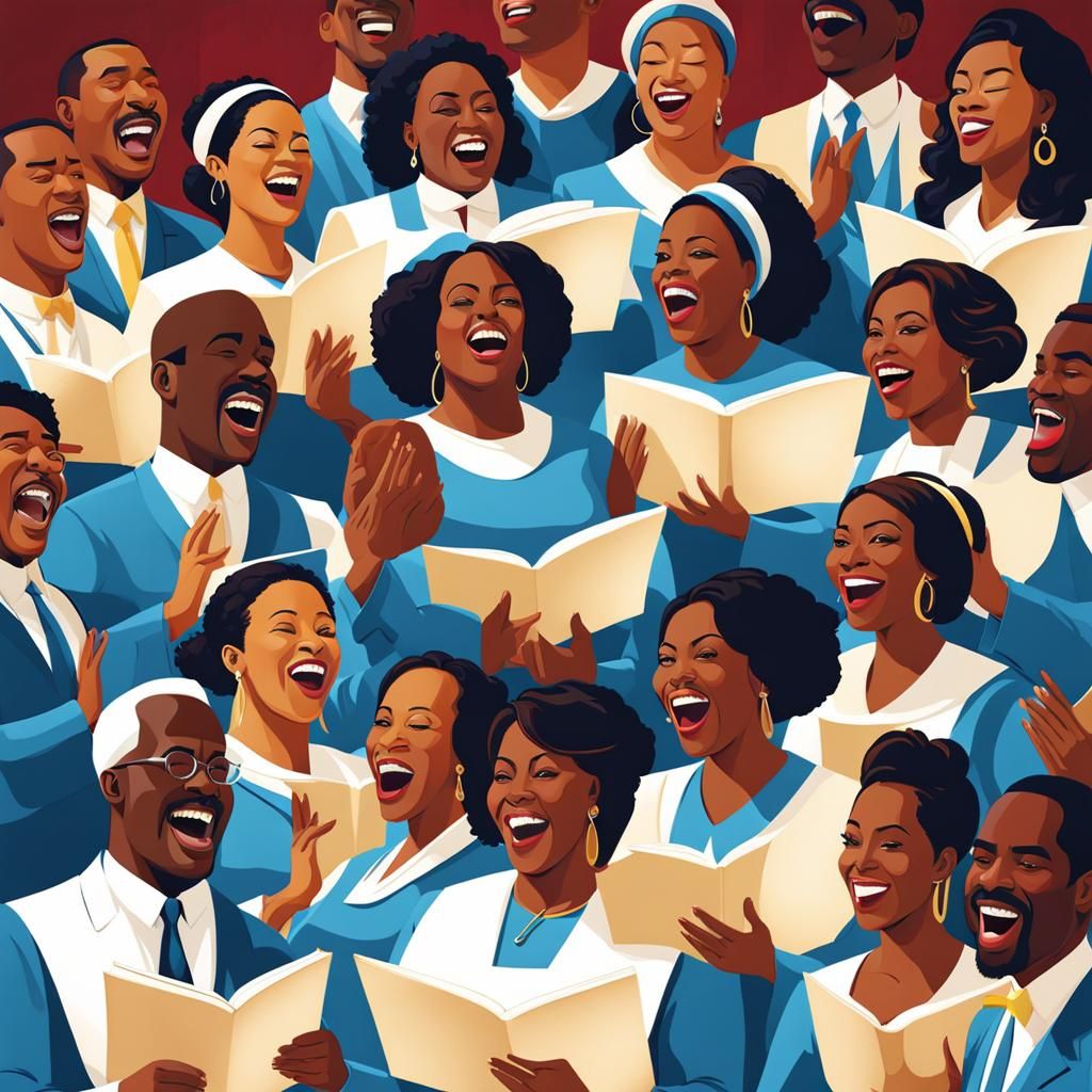 Soulful African American Choir in Pastel Portrait