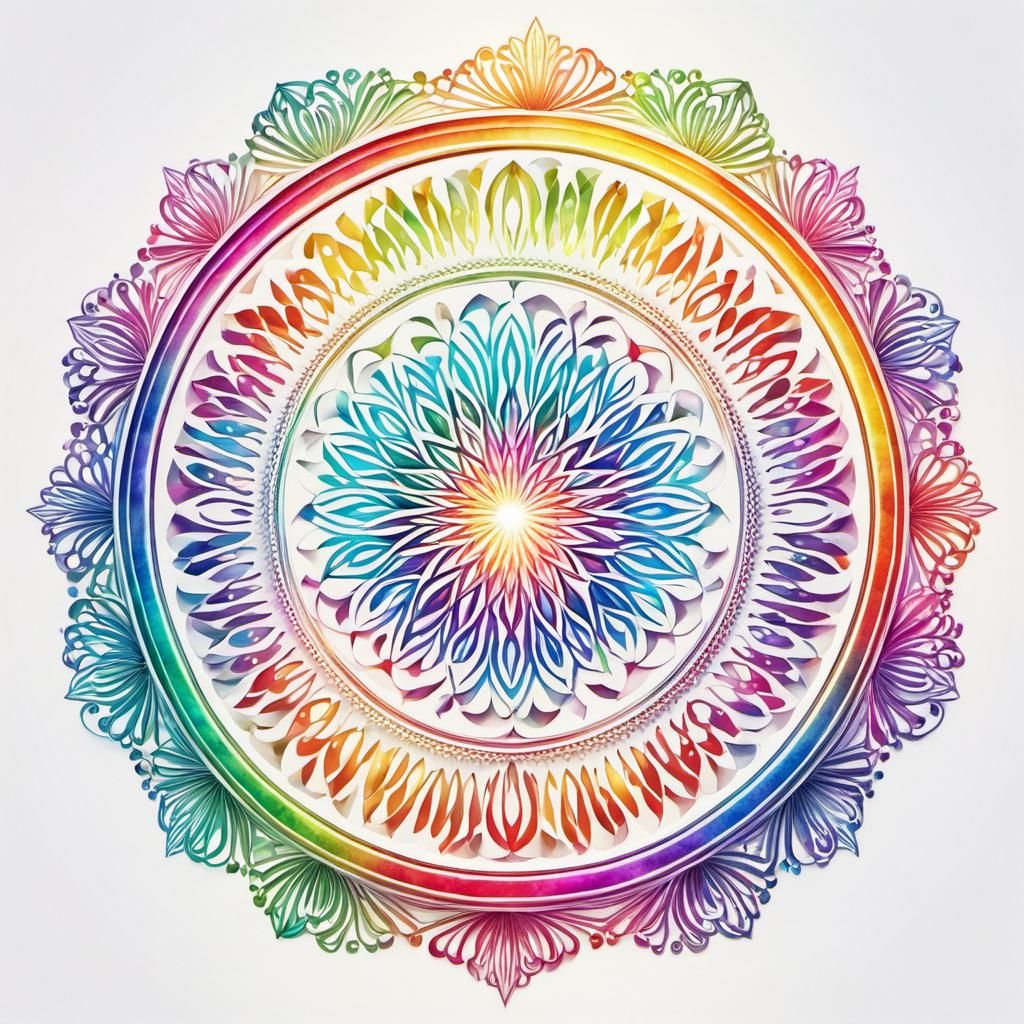 Rainbow Geometric Pattern in Watercolor Style