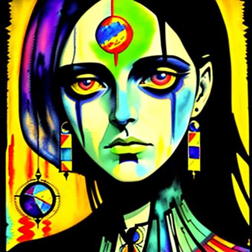 Lady Macbeth Tarot Card in Psychedelic Expressionism