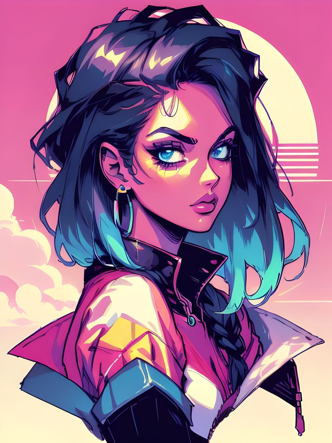 Retro Pixel Art Cartoon Girl in Arcade