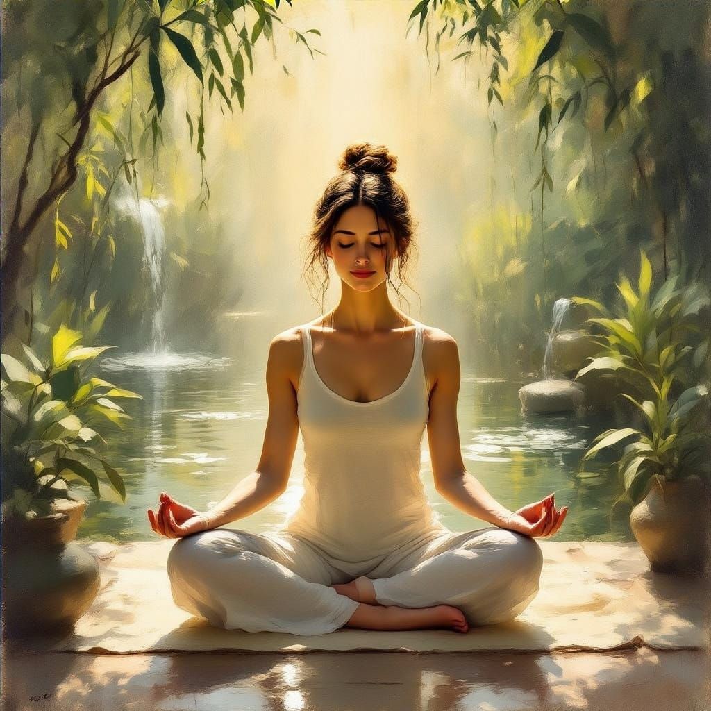 Peaceful Woman in Impressionist Style