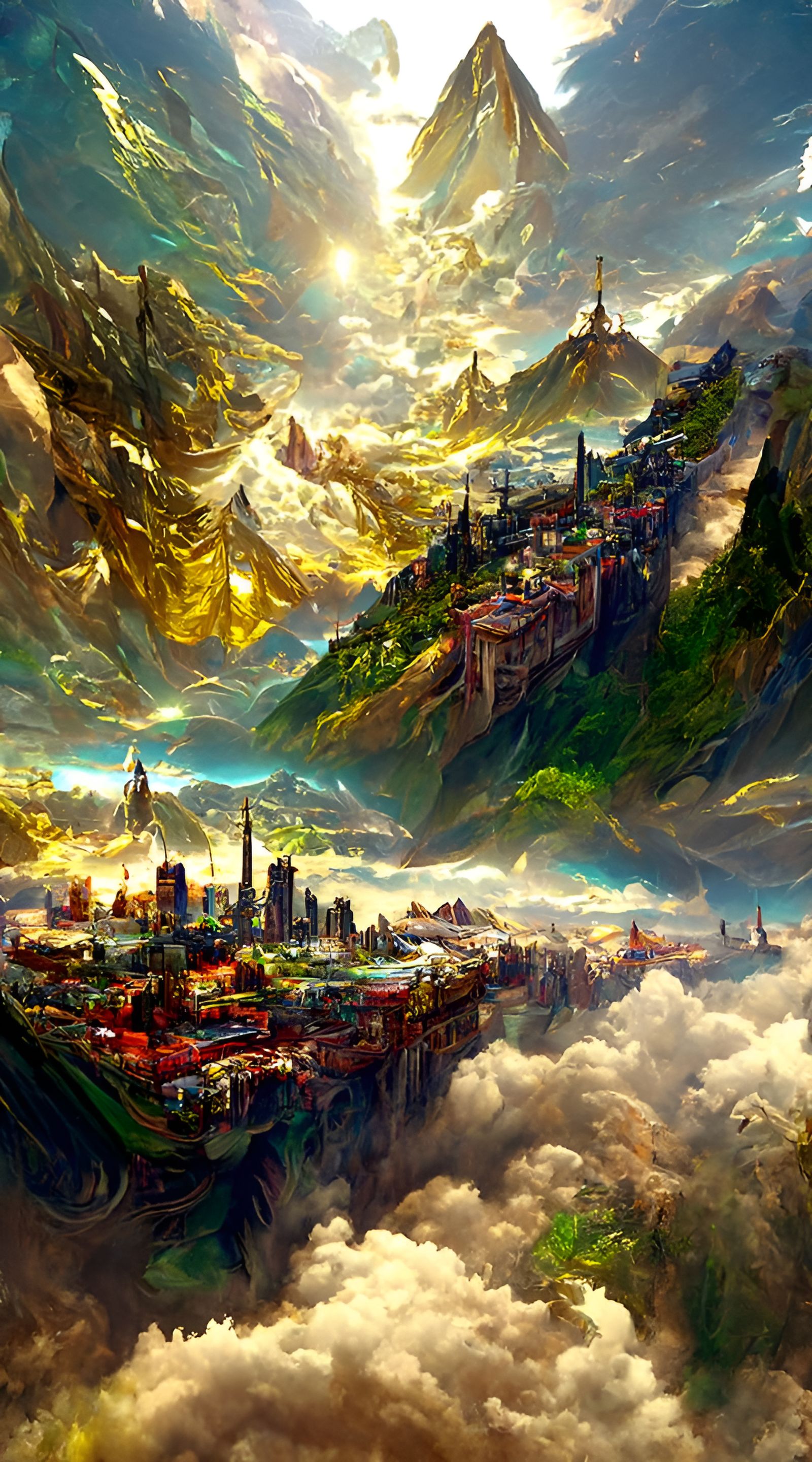 Epic Fantasy Mountain City Concept Art