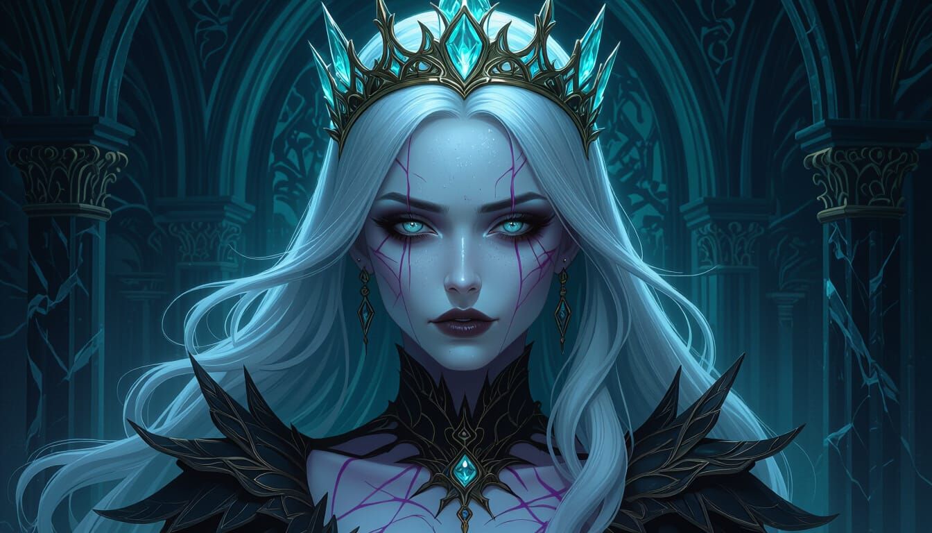 Aquamarine Gothic Steampunk Queen Portrait