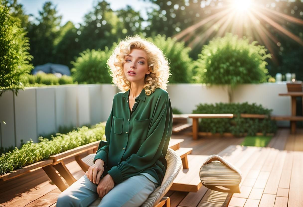 Hyperrealistic Photo of Blonde Woman with Curls