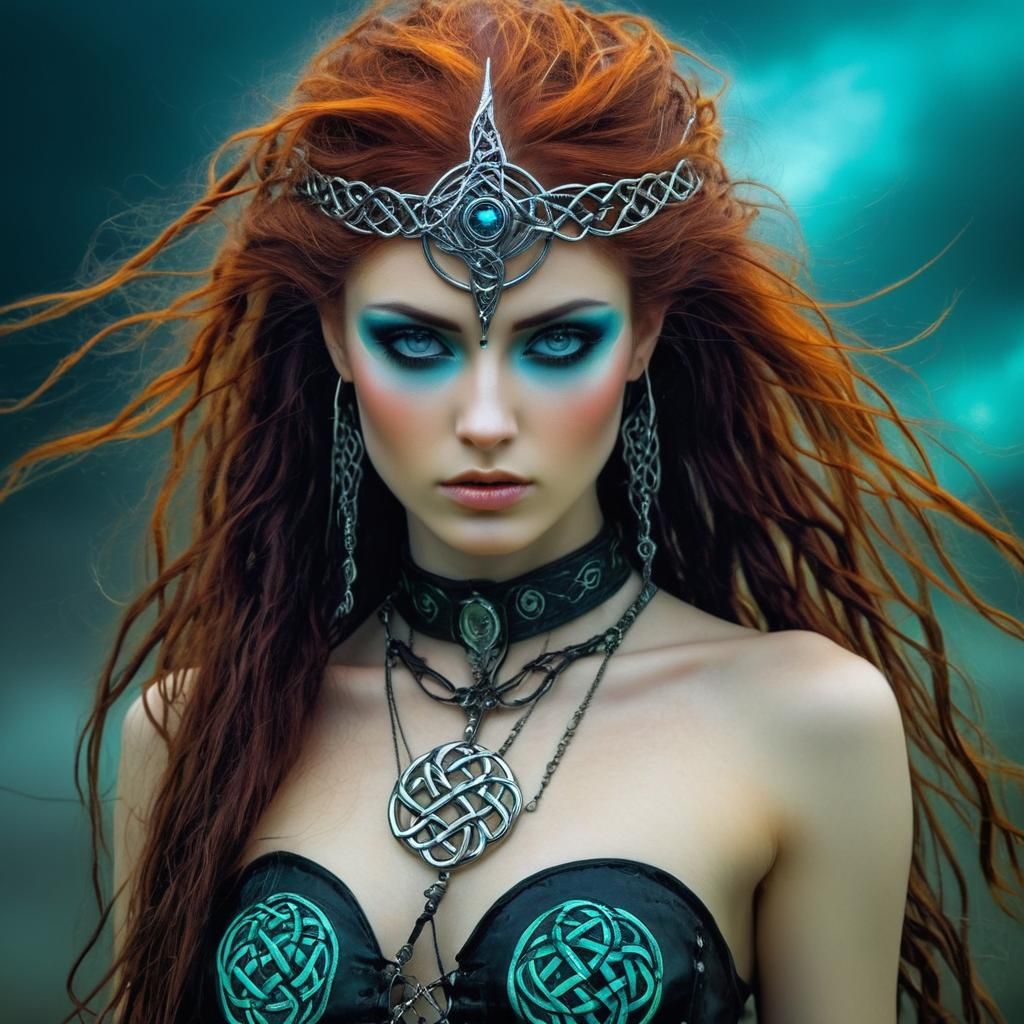 Stunning Celtic Goddess in Dark Psychedelic Style