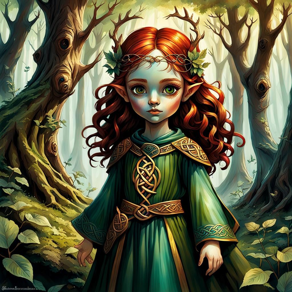 Celtic Goddess Brigid in Enchanted Forest: 3D Anime Art