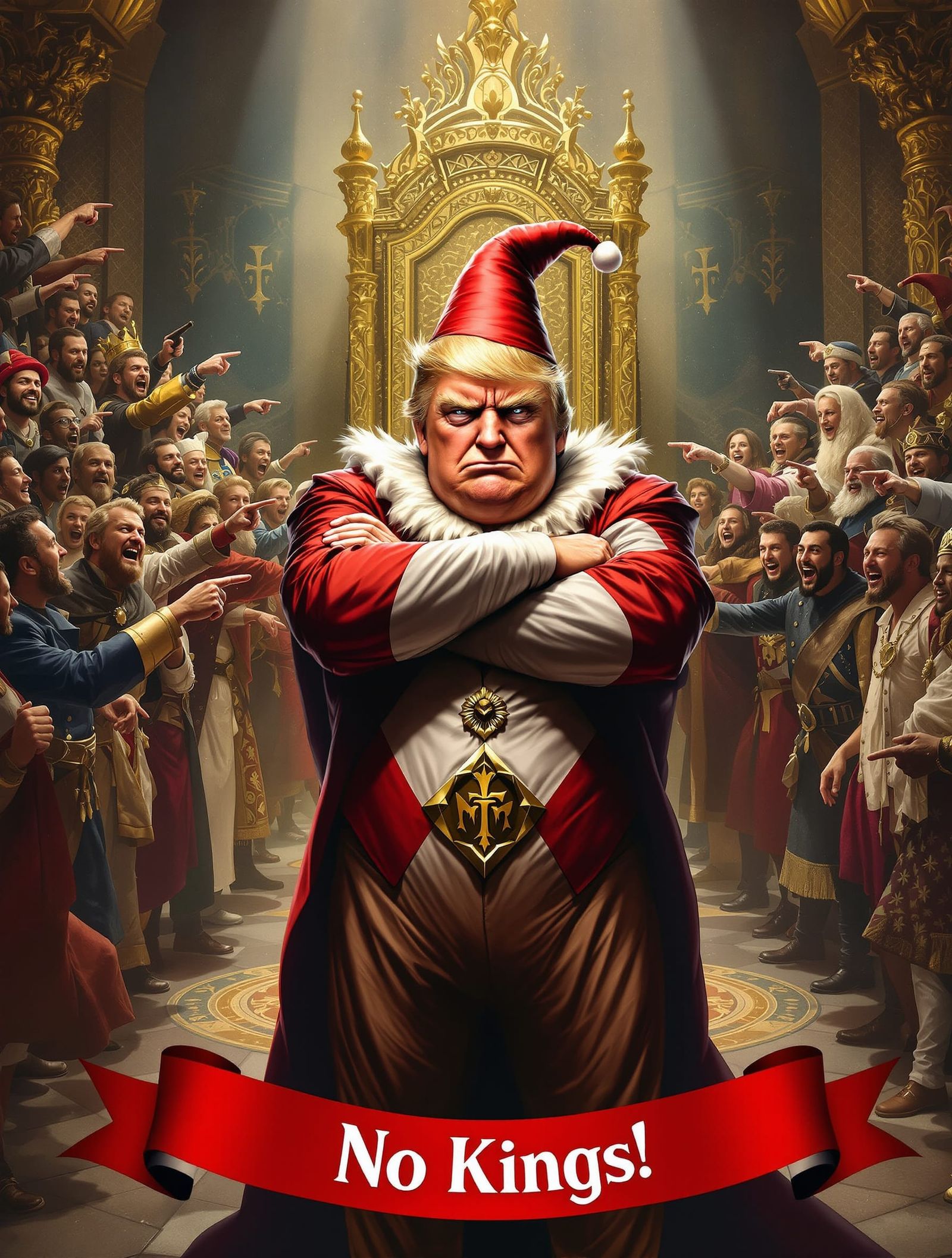 Mocked Jester Trump in Royal Court, No Kings