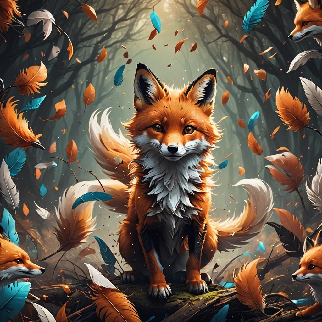 Feathered Fox: Digital Illustration in 3D
