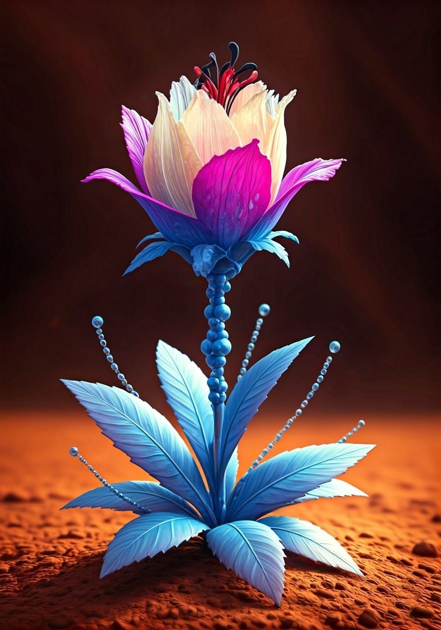 Iridescent Alien Bloom in Vibrant, Photorealistic Style