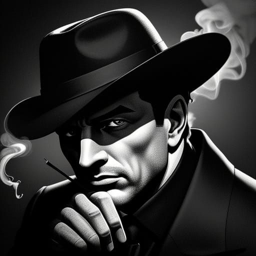 Shadowy Gangster in Film Noir Style