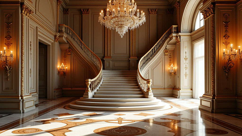 Opulent Palace Interior with Sweeping Staircase