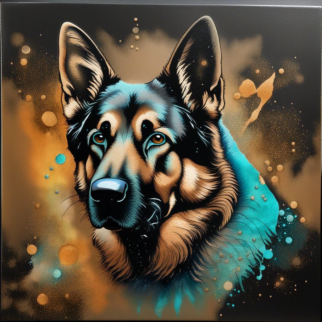 German Shepherd with Expressive Eyes in 3D