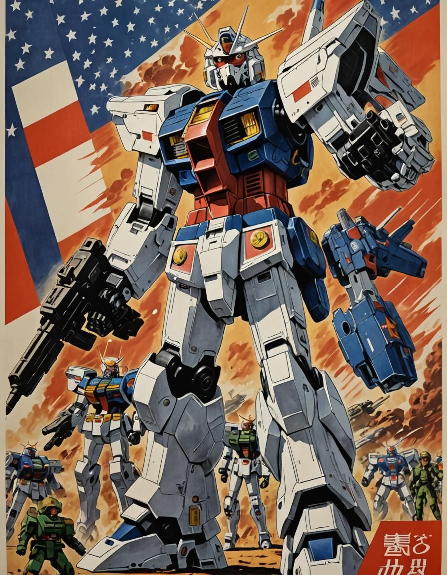 Gundam Wing as 1950s Propaganda Poster