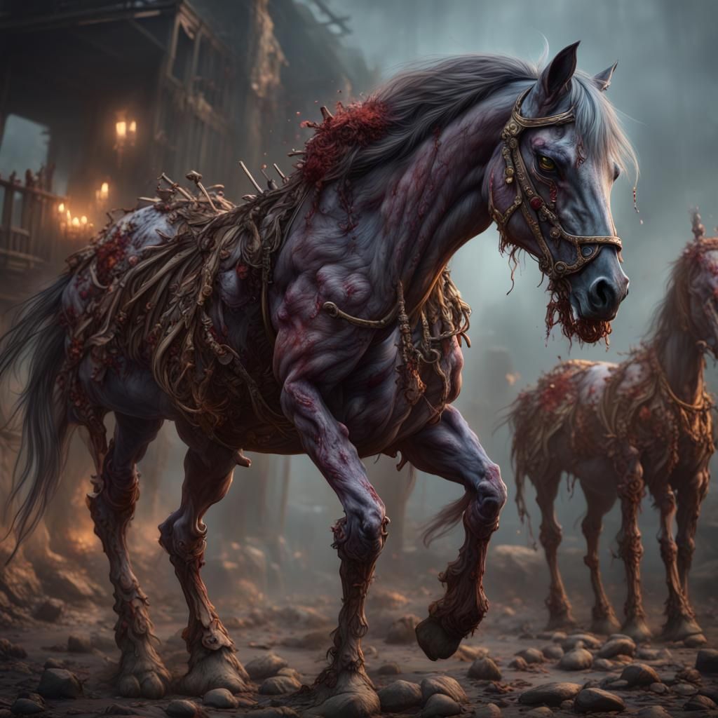 Fantastical Zombie Horse Detailed Matte Painting