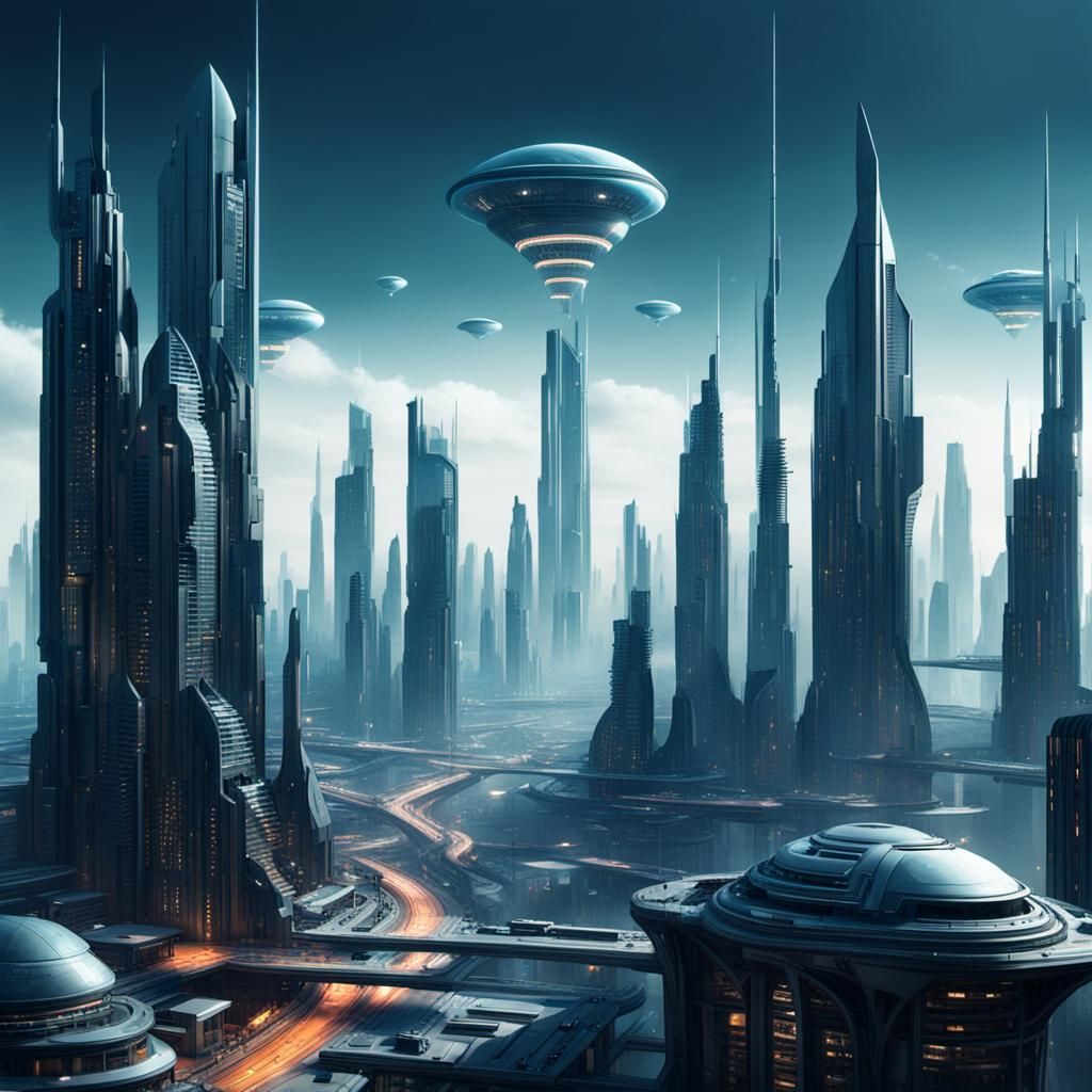 Futuristic Cityscape in Sci-Fi Style