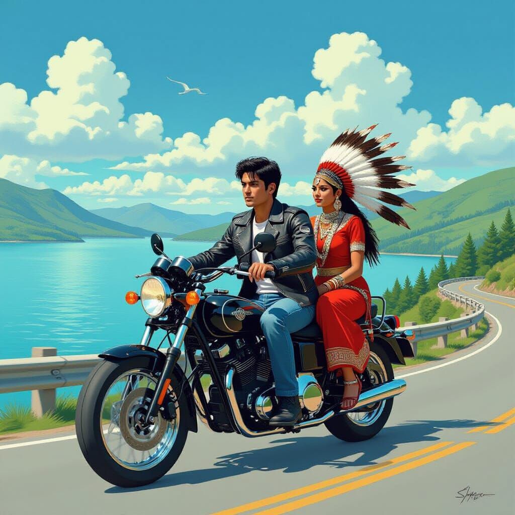 Motorcycle Ride with Indian Princess in AKIRA Style