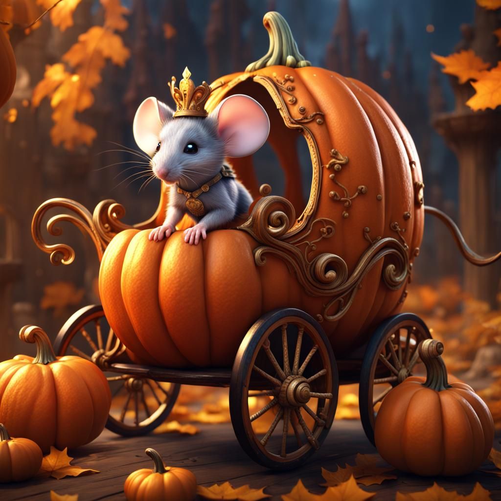 Mouse Princess in Magical Pumpkin Carriage