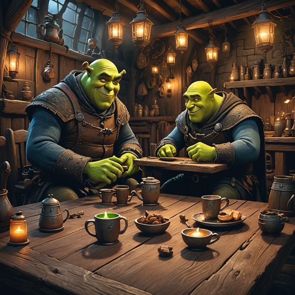 Shrek and Gru in Mystical Tavern