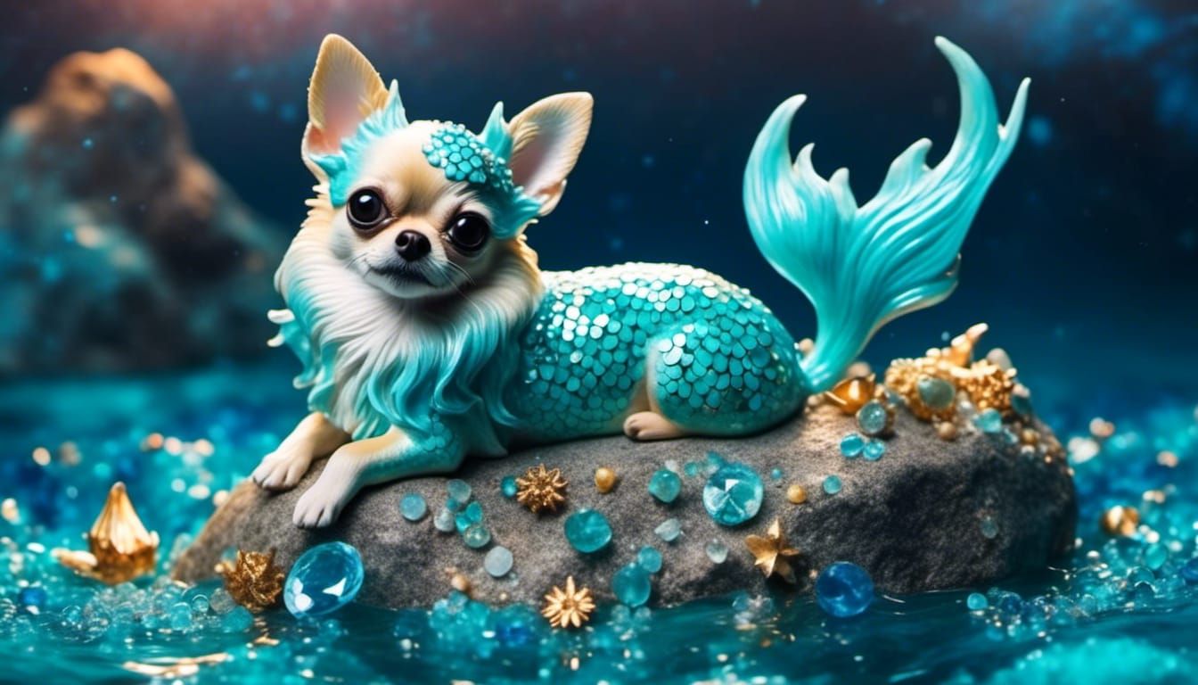 Chihuahua Mermaid Sings Siren Song