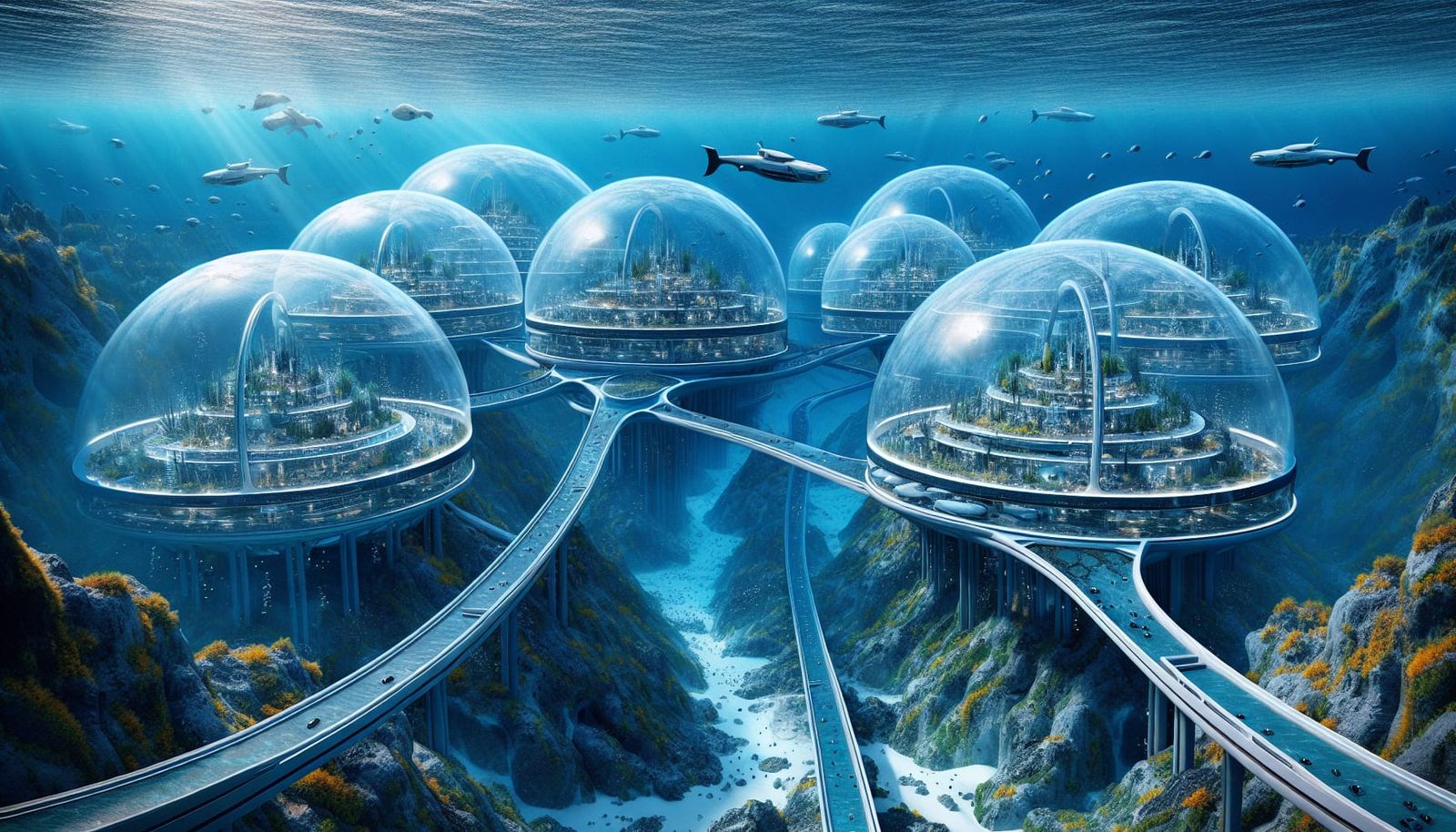 Spectacular Underwater City in Glass Domes