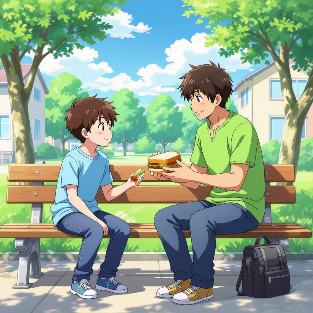 Anime Scene: Boy Asks Friend to Share Lunch