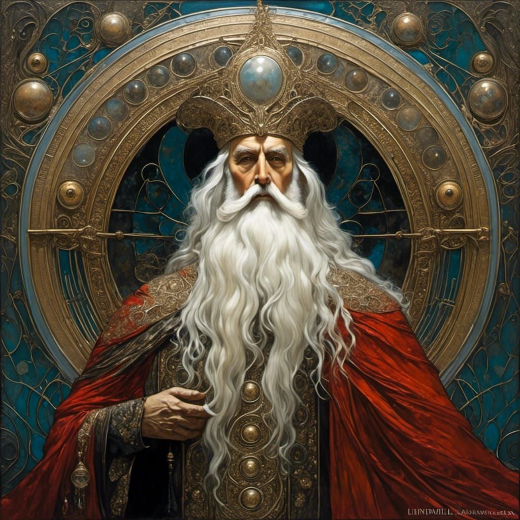 Surreal Old Wizard in Photo-Nouveau Style