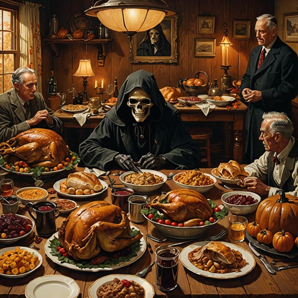 Thanksgiving Interrupted: A Nostalgic Realism Painting