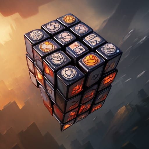 World as Rubik's Cube: Dark Fantasy Art
