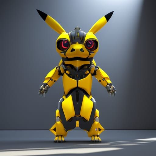 Pikachu Raptor Robot in Detailed Sci-Fi Rendering