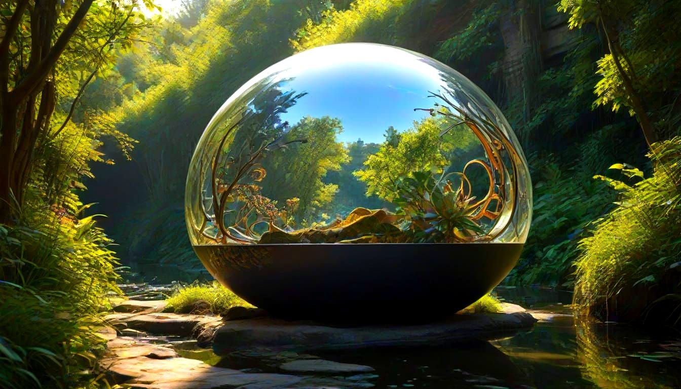 Ethereal Honeycomb Cityscape Radiates Golden Light