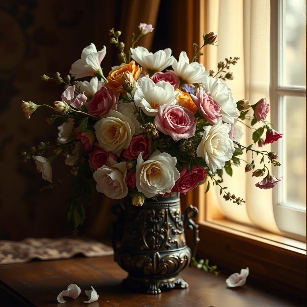 Floral Still Life in the Style of Dutch Masters
