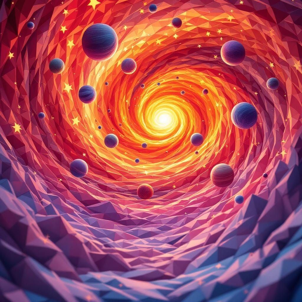 Origami Cosmic Tornado in Futuristic Style