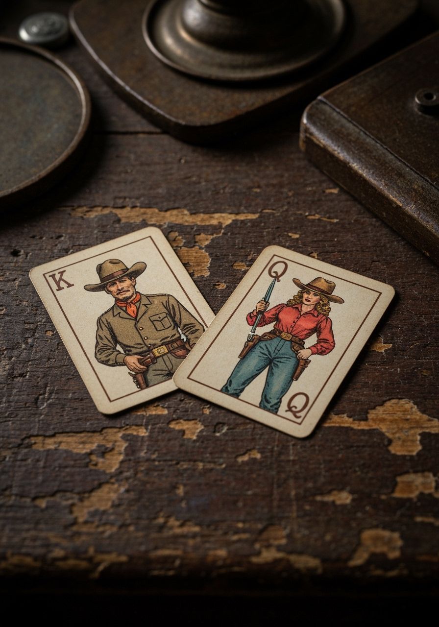 Vintage Western Sheriff Playing Cards Still Life