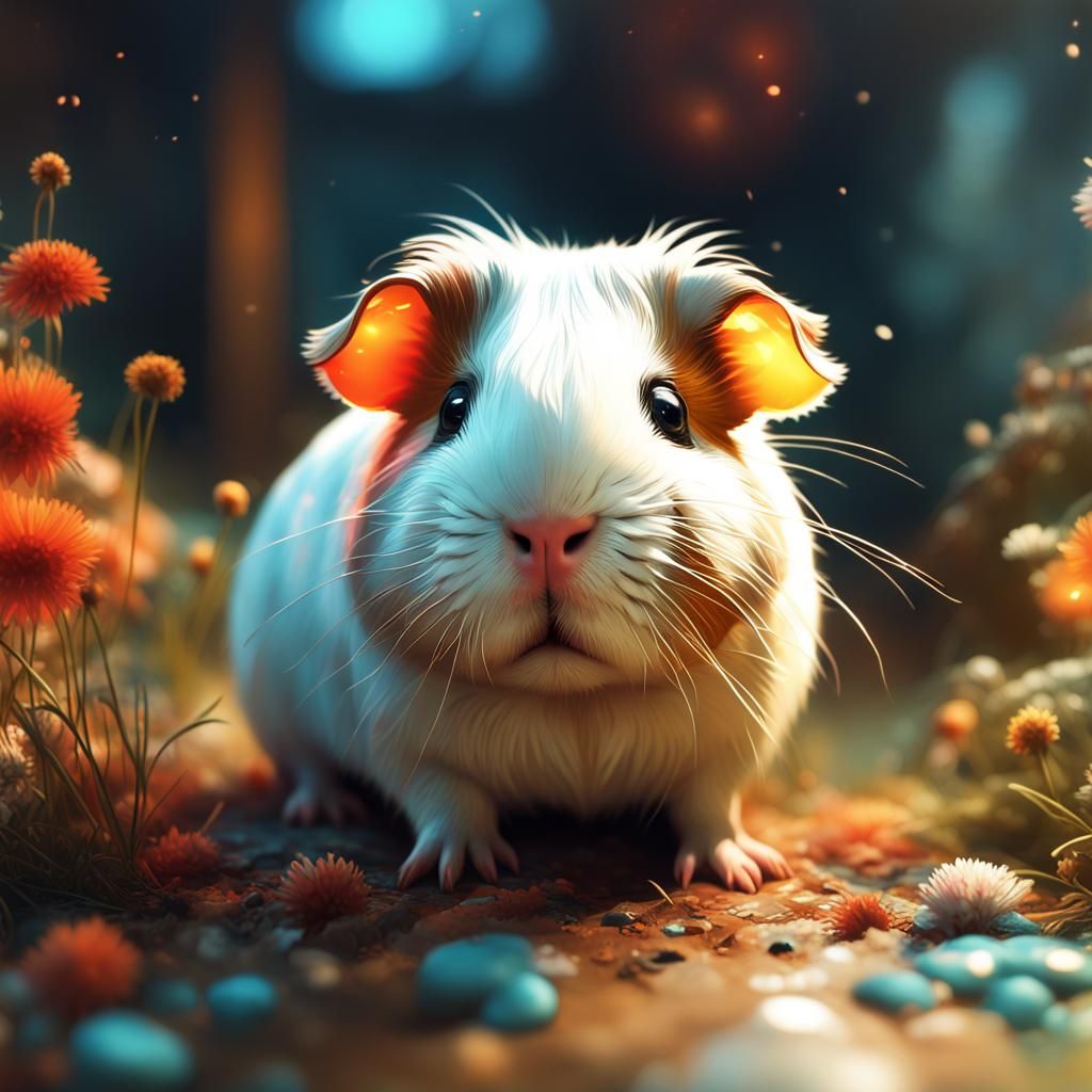 Colorful Guinea Pig Portrait in Detailed Digital Art