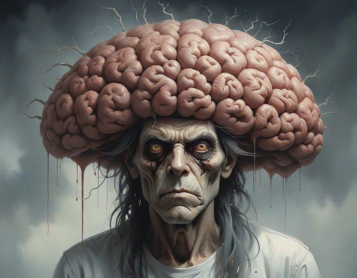 Giant Brain Man in Stephen Gammell Style