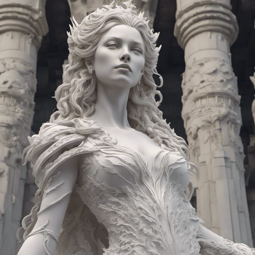 Hyperrealistic 3D Statue of a Lavish Queen