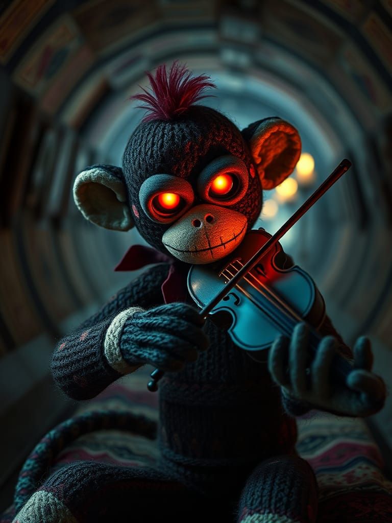 Creepy Possessed Sock Monkey Plays Violin