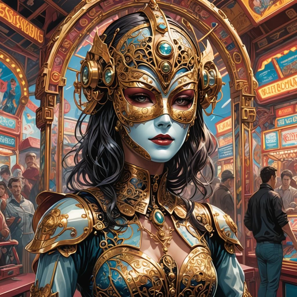 Cybernetic Fortune Teller in Comic Book Art Style