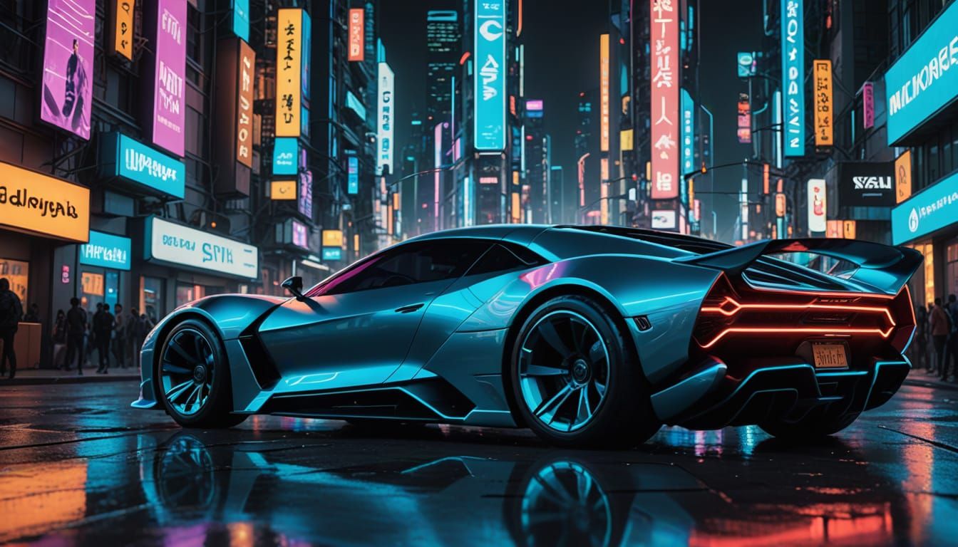 Futuristic Car Concept Speeds Through Neon Cityscape in Syd ...