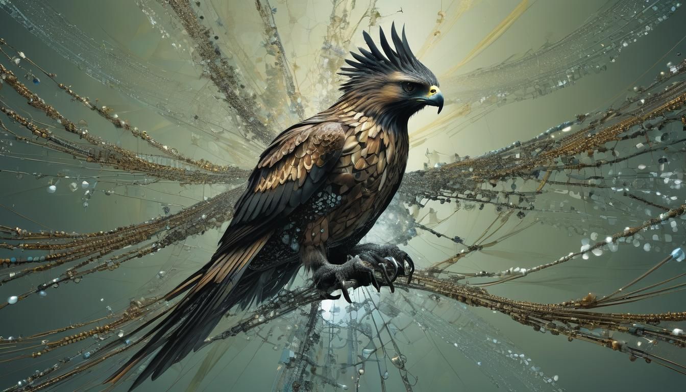 Beadwork Hawk in Surreal Fractal Style