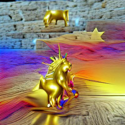 Colorful Unicorn in Rainbow Field
