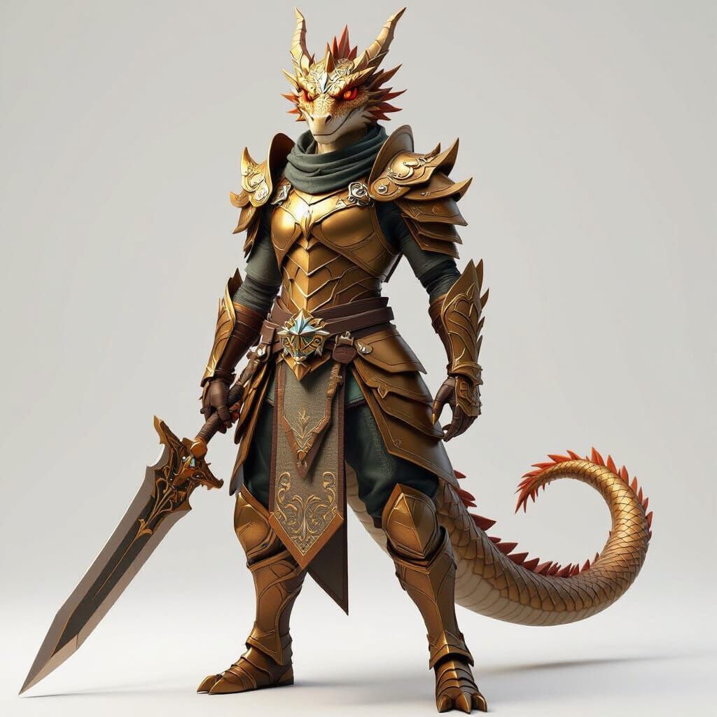 Dragonborn Warrior in Detailed 3D Anime Style